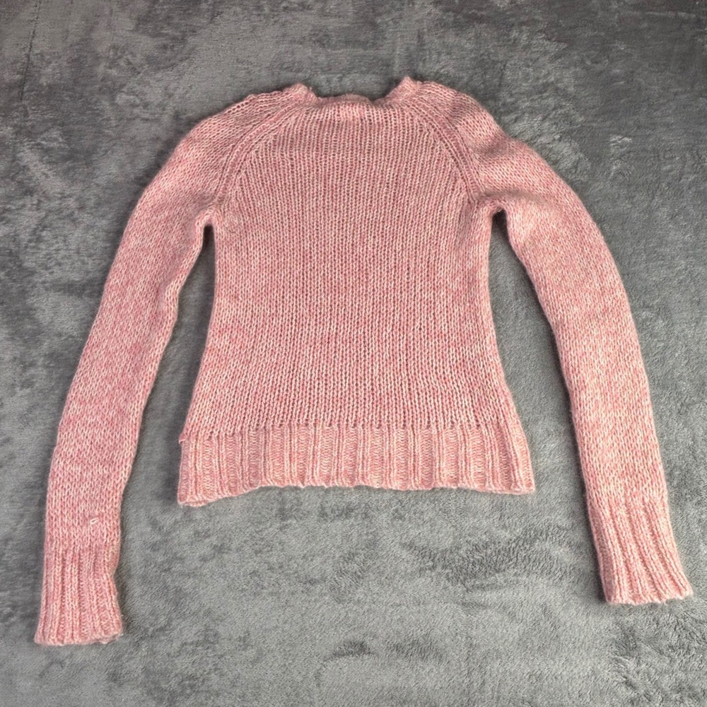 American Eagle Sweater Junior XL Pink Angora Wool Blend Marled Chunky Knit Sheer - Picture 4 of 9
